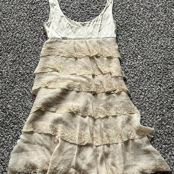 Diane Von Furstenburg 100% Silk Tiered Mini Dress, Womens 4 Silk Lined, Sequins - Picture 5 of 8